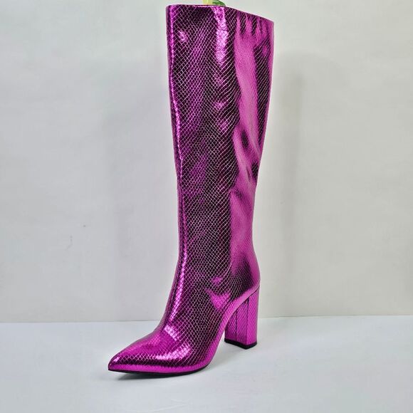 INC International Concepts Metallic Purple Paiton Tall Heeled Boots - Picture 5 of 11